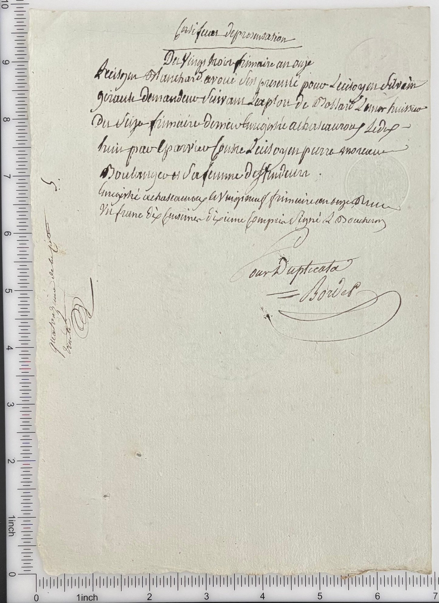 French Judicial Manuscript with Republican Fiscal Stamp
