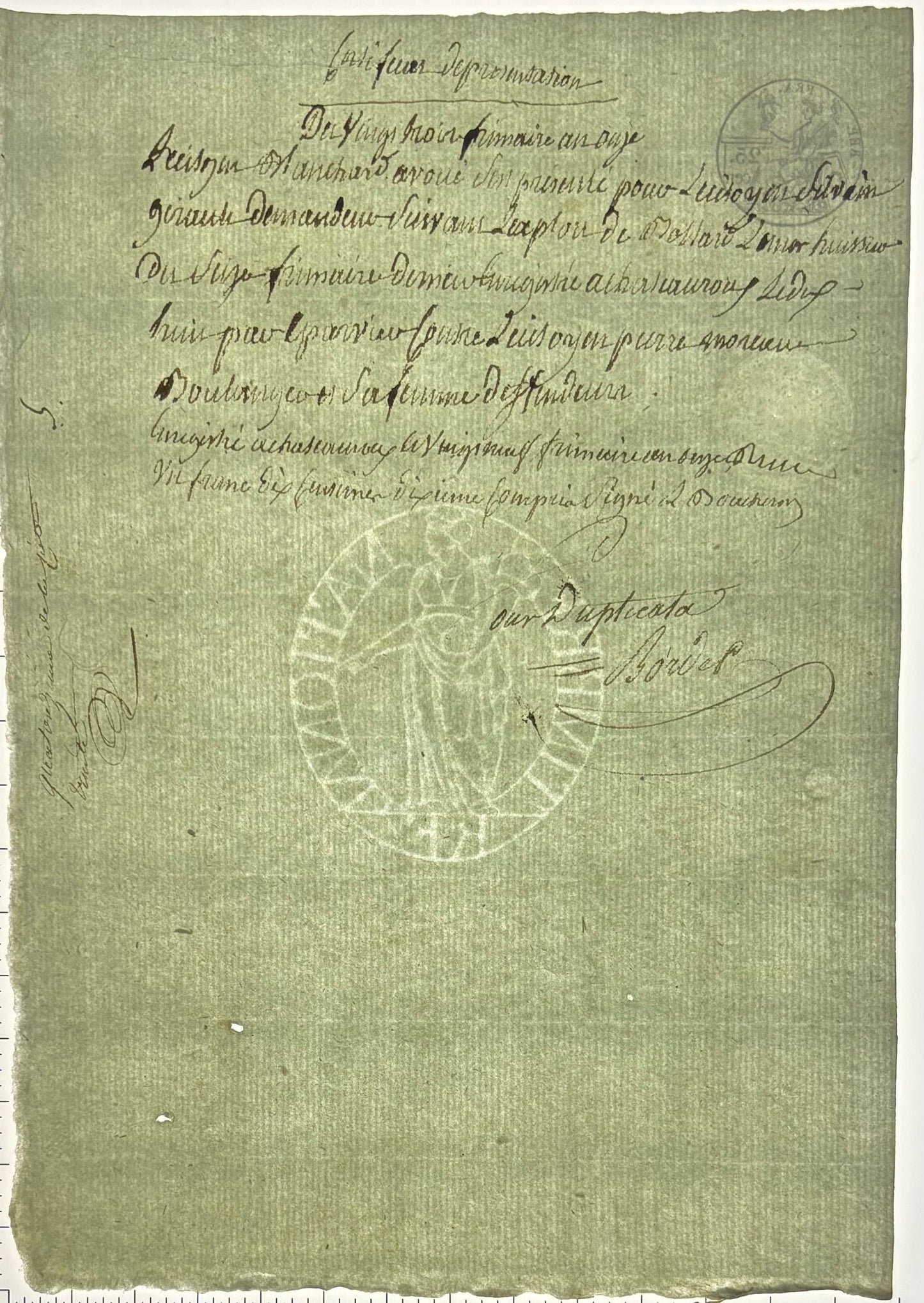 French Judicial Manuscript with Republican Fiscal Stamp