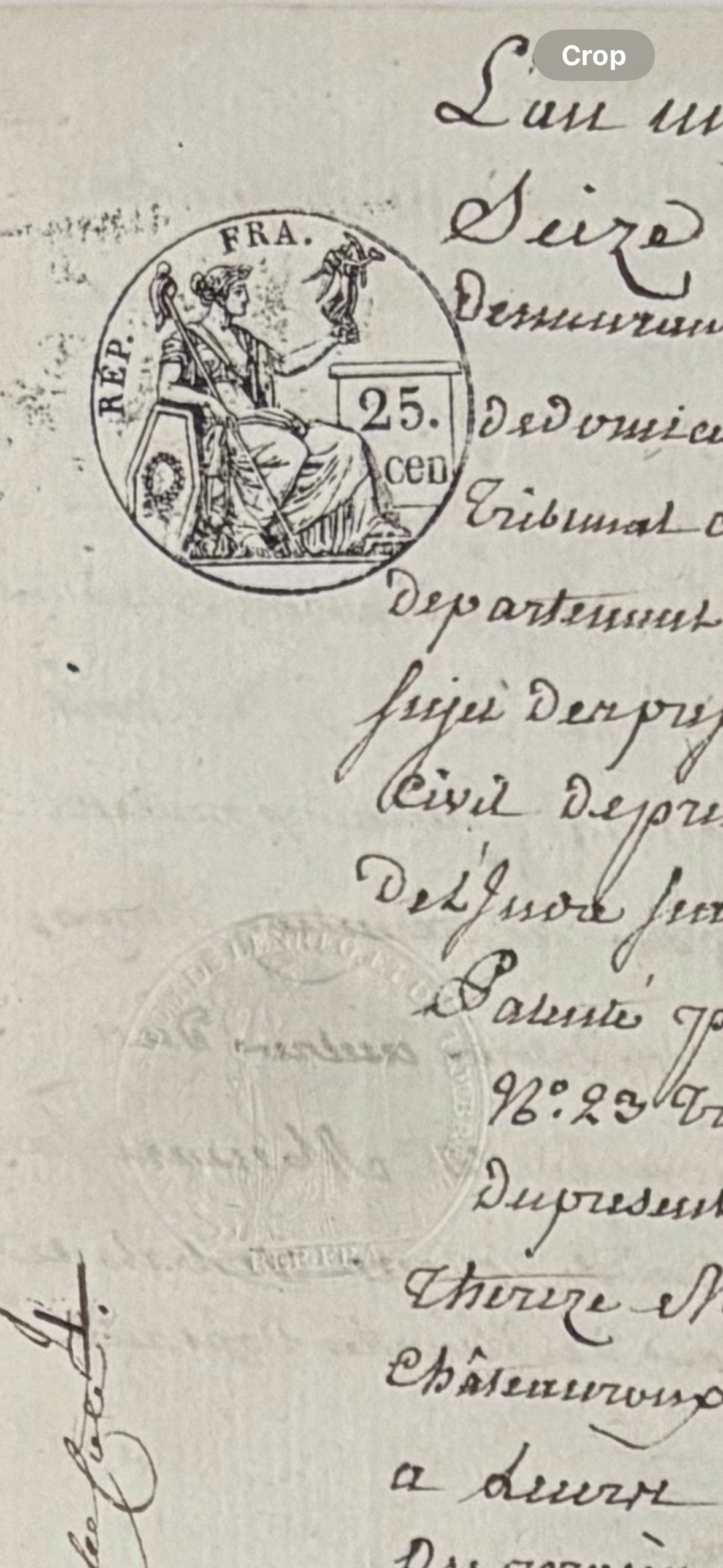French Judicial Manuscript with Republican Fiscal Stamp