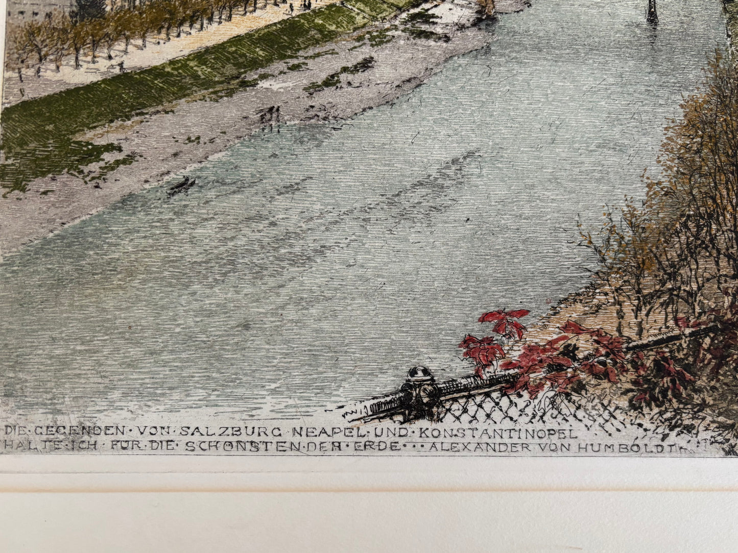 Salzburg, Austria — Signed Hand-Colored Etching by Luigi Kasimir